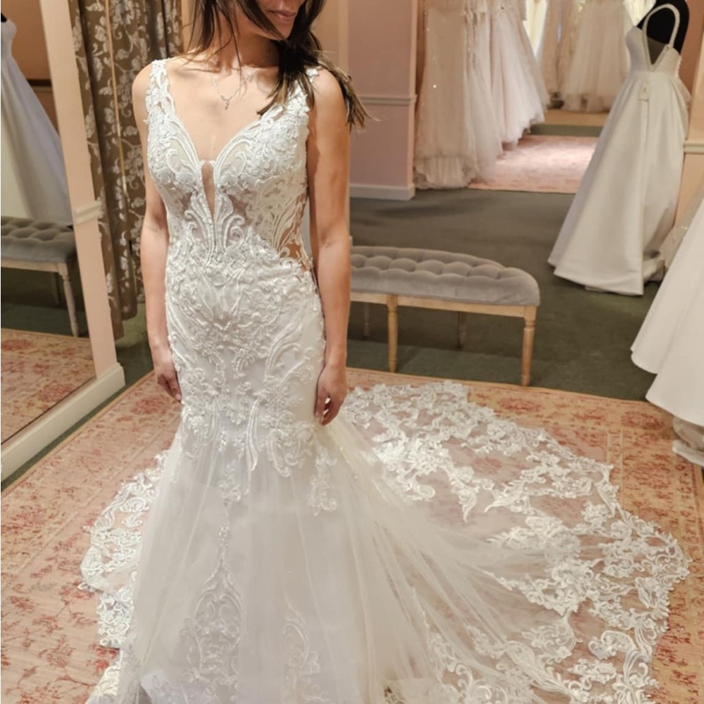Elysee by Enzoani Henriette Mermaid Ivory Wedding Gown Size 4 - Picture 9 of 17
